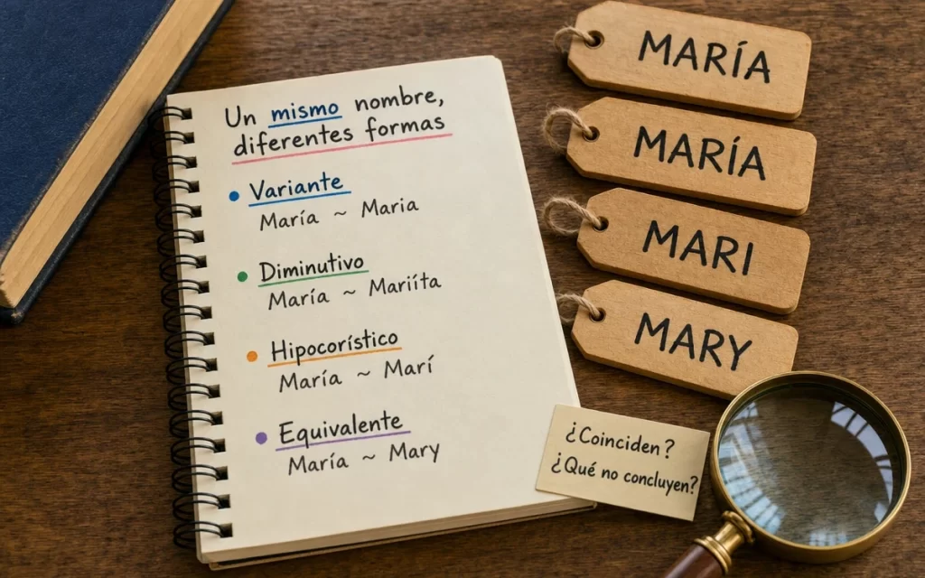 Qué diferencia hay entre variante, diminutivo, hipocorístico y equivalente de un nombre